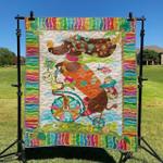 dachshund and bike dhckl0909 quilt blanket d2412657