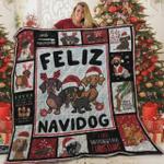 dachshund christmas feliz navidog quilt blanket great customized blanket gifts for birthday 0