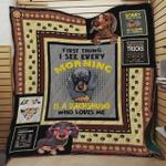 dachshund first thing i see every morning is a dachshund who loves me quilt blanket great 0