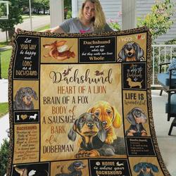 Dachshund Heart Of Lion Brain Of Fox Quilt Blanket Great Customized Blanket Gifts For Birthday Christmas Thanksgiving