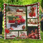 dachshund red truck christmas premium quilt home decor quilt d2419665