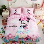 disney cartoon light pink minnie mouse spring bedding set duvet cover flatsheet pillowcases