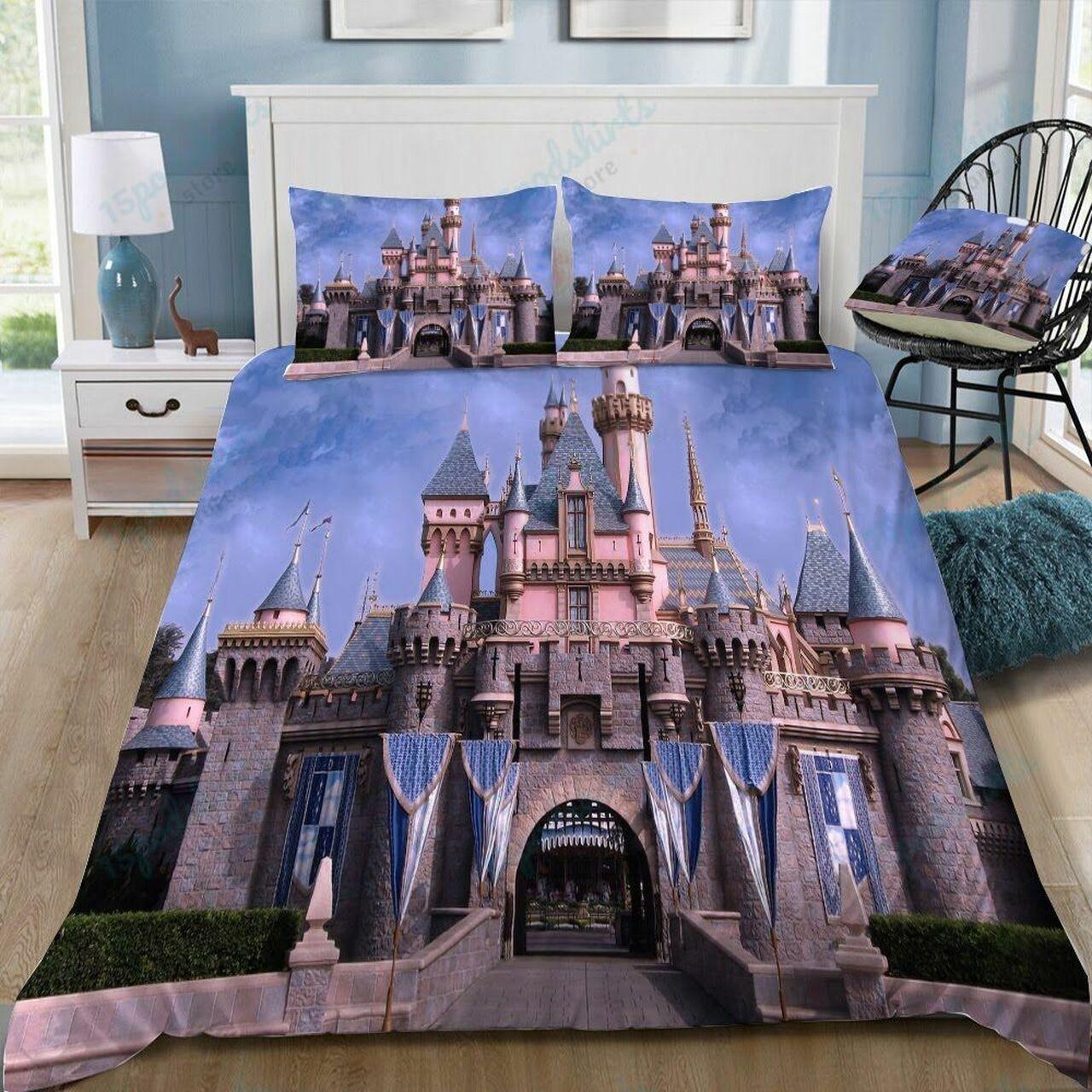 Disney Castle 96 Beautiful Decor For Disney Fan Bedding Set Duvet Cover Meaningful Gift For Love disney castle 96 duvet cover bedding set d2176984