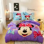 disney purple minnie mouse soft flannel duvet cover set queen twin winter bedding set for children