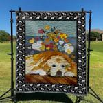 dog golden retriever hur quilt nn d2486494