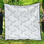 dolphin blue striped background dhcdhc dt1910 quilt blanket d2412747