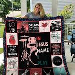 drum in jesus name i play quilt blanket great customized gifts for birthday christmas 0