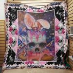 fancy skull wearing bunny ears quilt blanket great customized gifts for birthday christmas d2456822