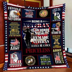 Female Veteran Quilt Blanket