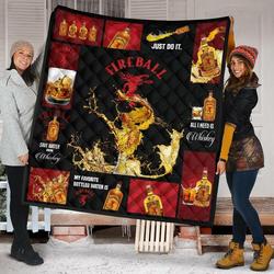 Fireball Cinnamon All I Need Is Whisky Gift Idea Quilt