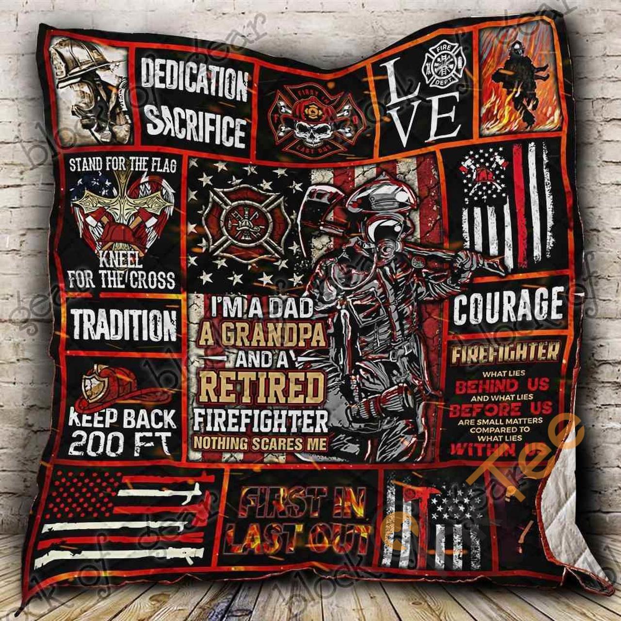 Firefighter Grandpa Blanket KC1307 Quilt firefighter grandpa blanket kc1307 quilt d2413601