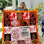 firefighter to my grandson love grandpa quilt d2421264