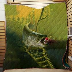 Fishing Quilt Fleece Blanket Bedding W020913