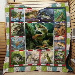 Fishing Quilt Fleece Blanket Bedding W020916