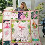 flamingo why fit in when you were born to stand out quilt blanket great customized blanket gifts 0