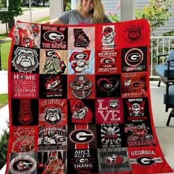 Georgia Bulldogs Football Quilt Blanket Fan Made