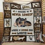 german shepherd a house is never lonely where a loving dog waits quilt blanket great customized 0