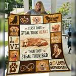golden retriever first they steal your heart then they steal your bed quilt blanket great 0