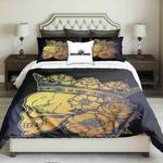 golden skull queen on black bluish background bedding set bedroom decor d2115106