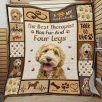 goldendoodle the best therapist has fur and four legs quilt blanket great customized blanket 0