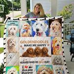 goldendoodles make me happy humans make my head hurt quilt blanket great customized blanket gifts 0