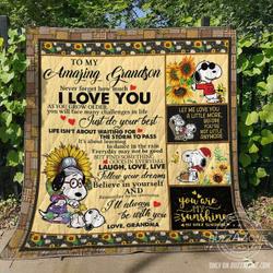 Grandma To Grandson Learning To Dance In The Rain Snoopy Bt Quilt