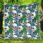 green blue flowers skull cl17100298mdq quilt blanket d2478382