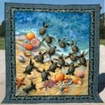 green turtle hatchlings on the beach quilt blanket great customized blanket gifts for birthday 0