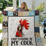 grumpy chicken stop staring at my cock quilt blanket great customized gifts for birthday 0