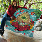 guam coat of arms latte stones hibiscus quilt d2484688