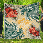 guam polynesian hibiscus flowers beige quilt d2484686