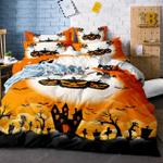 halloween bedding set cartoon jack pumpkin lantern duvet cover set terror tombstone forest bed