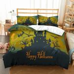 halloween black castle microfiber home duvet cover set 3d print bedding set pumpkin bed linen set