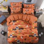 halloween owl orange background printed bedding set bedroom decor d2191284
