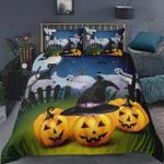 halloween pumpkins witches hat ghost graveyard bed sheets spread comforter duvet cover bedding sets