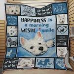 happiness is a morning westie smile quilt blanket great customized blanket gifts for birthday 0