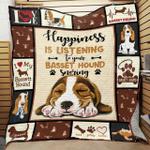 happiness is listening to your basset hound snoring quilt blanket great customized blanket gifts 0