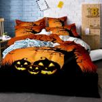 happy halloween duvet cover set trees print cartoon pumpkin bats bedding set full queen king size