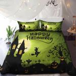 happy halloween pumpkin smile witch ride broom printed bedding set bedroom decor d2231724