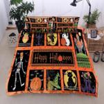 happy halloween skeleton pumpkin black cat bed sheets spread comforter duvet cover bedding sets