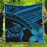 hawaiian turtle kakau plumeria polynesian blue quilt d2484983