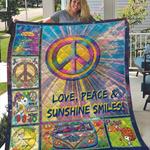 hippie peace symbol with tie dye color love peace and sunshine smile quilt d2484059