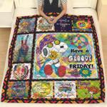 hippie snoopy with groovy flowers and peace love symbol snoopy have a groovy friday quilt d2484076
