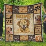 home is where the golden retriever is quilt blanket great customized blanket gifts for birthday 0