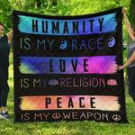 humanity is my race love and peace hippie gift idea quilt d2422805