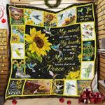 hummingbirds and sunflower cl14100260mdq quilt blanket d2481665