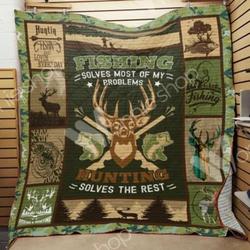 Hunting And Fishing Solves The Rest Quilt Blanket Great Customized Gifts For Birthday Christmas Thanksgiving Perfect Gifts For Hunting And Fishing Lover