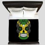 jamaican sugar skull with roses bedding set rbsmt noeajja d2127050