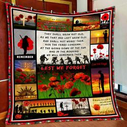 Lest We Forget, Soldiers And Poppies Quilt Blanket