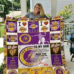 los angeles lakers to my son love dad quilt blanket d2418695